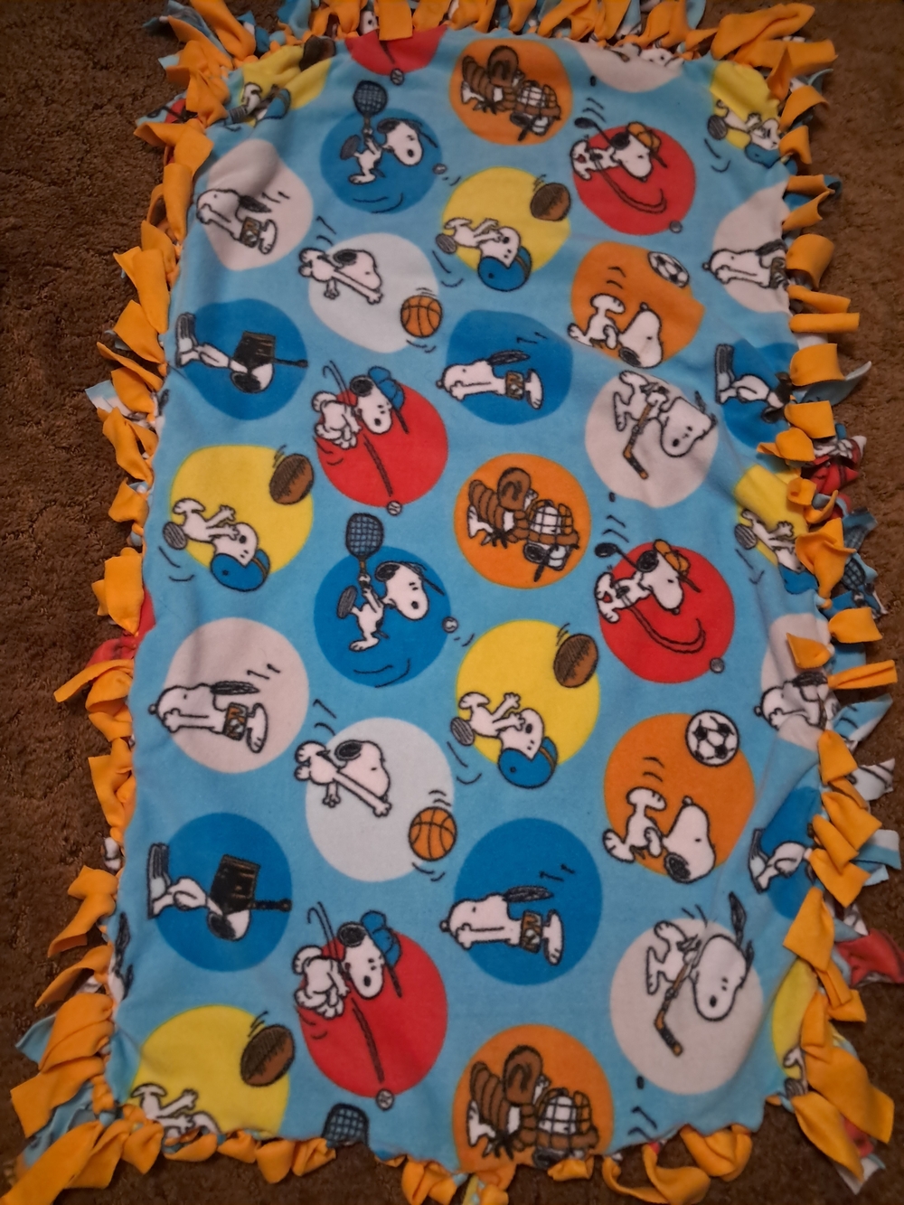 Peanuts Blue Multi Snoopy Sports Fleece Throw Blanket